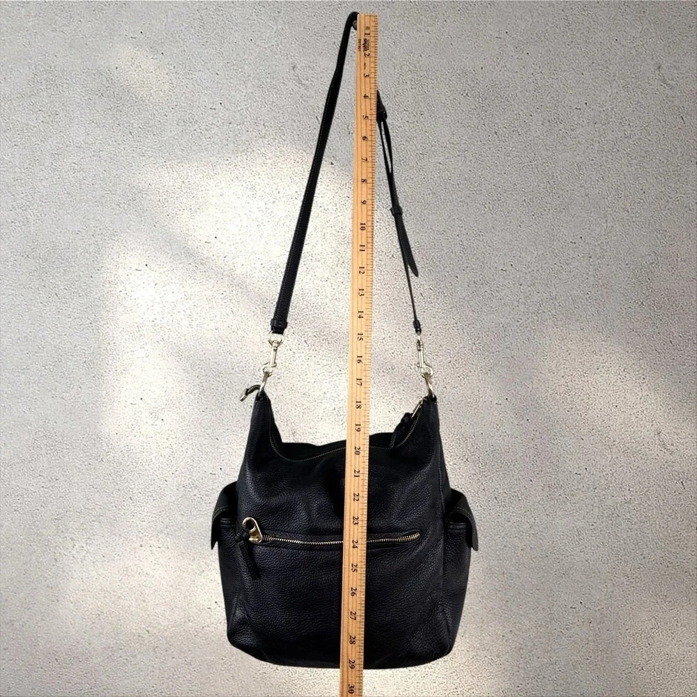 Coach 6152 Pennie Black Pebbled Leather Hobo Crossbody Bag Gold Hardware Purse